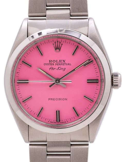 rolex oyster perpetual air-king pink dial women's watch diamond